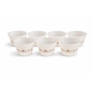 Dynaware Pyrex-Style Milk Glass Custard Cups / Dessert Bowls – Set of 7